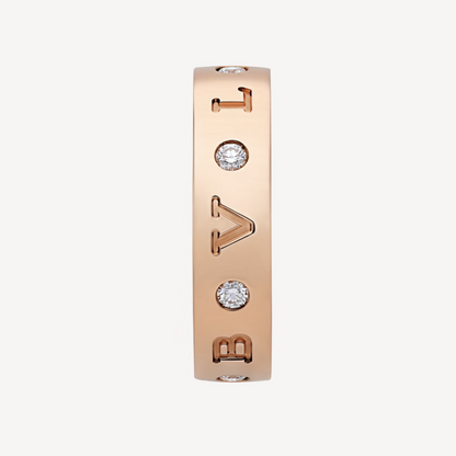 [Panda Jewelry]ZERO 1 ESSENTIAL PINK GOLD BAND WITH DIAMONDS RING