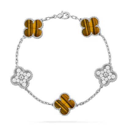 [Panda Jewelry] CLOVER 5 MOTIFS TIGER EYE BRACELET COLLECTION