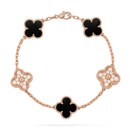 [Panda Jewelry] CLOVER 5 MOTIF ONYXS BRACELET COLLECTION