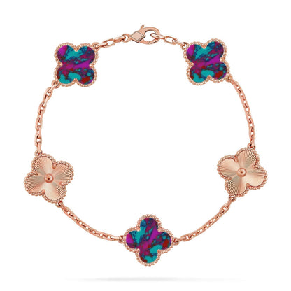 [Panda Jewelry]CLOVER 5 MOTIF COLOR GEMSTONES BRACELET COLLECTION