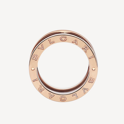 [Panda Jewelry]ZERO 1 FOUR-BAND LOOPS AND BLACK CERAMIC SPIRAL PINK GOLD RING
