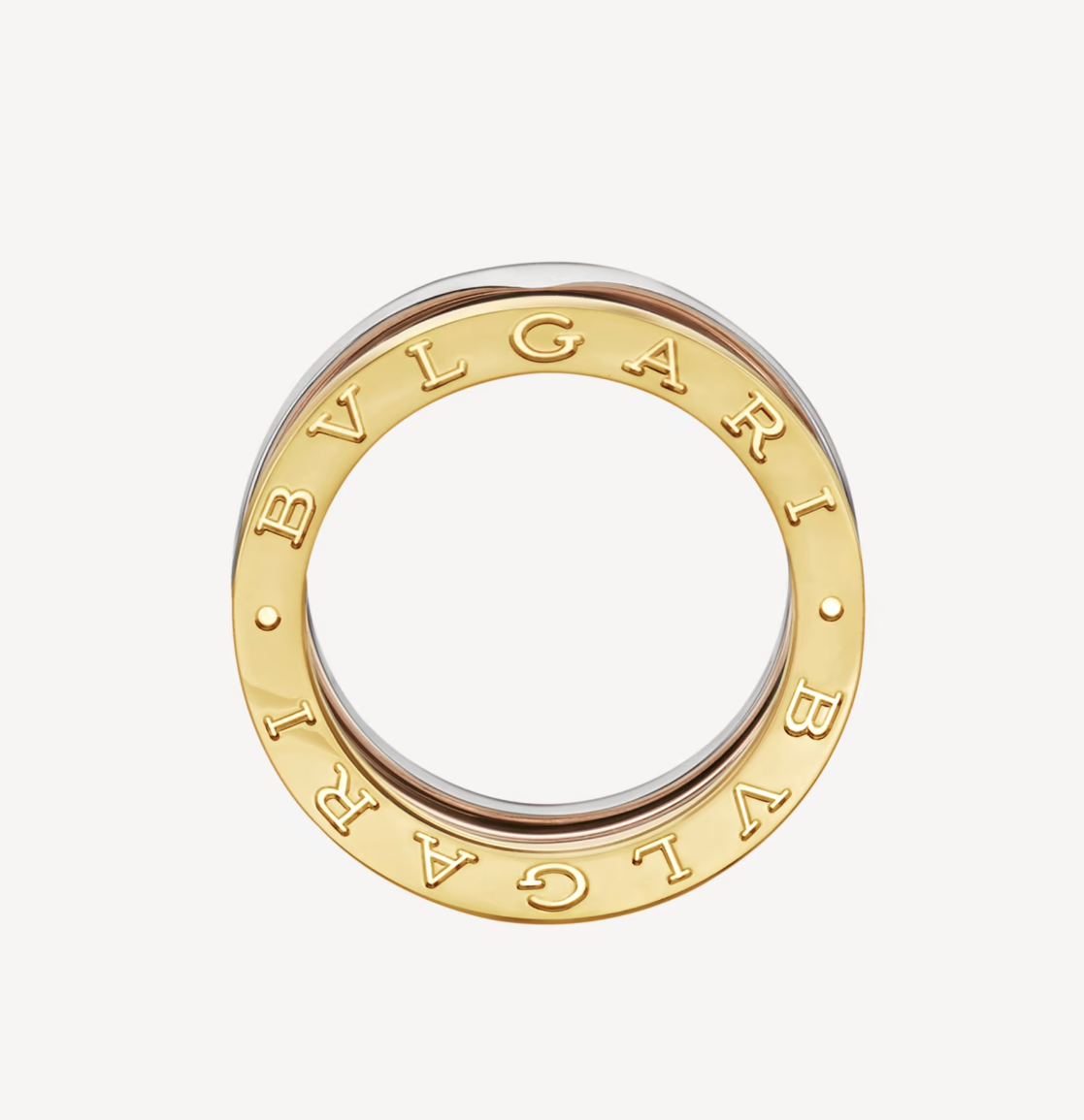 [Panda Jewelry]ZERO 1 THREE-BAND ROSE WHITE AND YELLOW RING