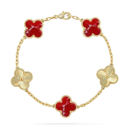 [Panda Jewelry]CLOVER 5 MOTIF RED PATTERN BRACELET COLLECTION