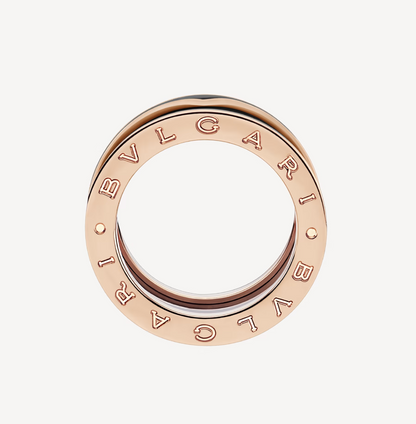 [Panda Jewelry]ZERO 1 TWO-BAND WITH MATTE BLACK CERAMIC PINK GOLD RING