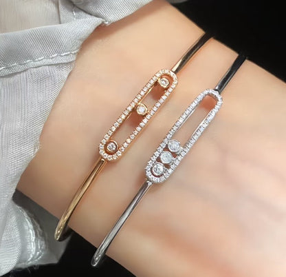 [Panda Jewelry]Move Pav茅 Diamond Bangle Bracelet M