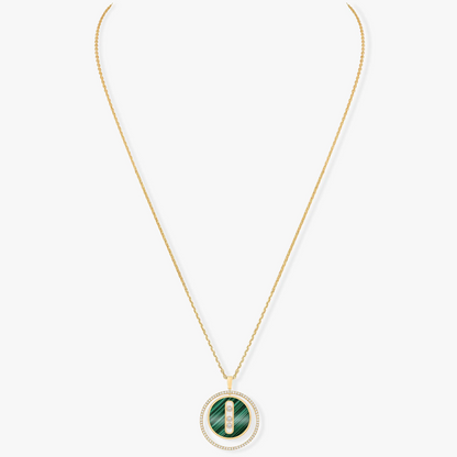 [Panda Jewelry]LUCKY MOVE 3 DIAMOND MALACHITE GOLD DIAMOND NECKLACE
