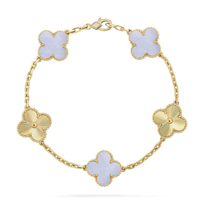 [Panda Jewelry] CLOVER 5 MOTIF PURPLE CHALCEDONY BRACELET COLLECTION