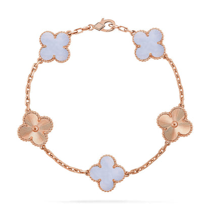 [Panda Jewelry] CLOVER 5 MOTIF PURPLE CHALCEDONY BRACELET COLLECTION
