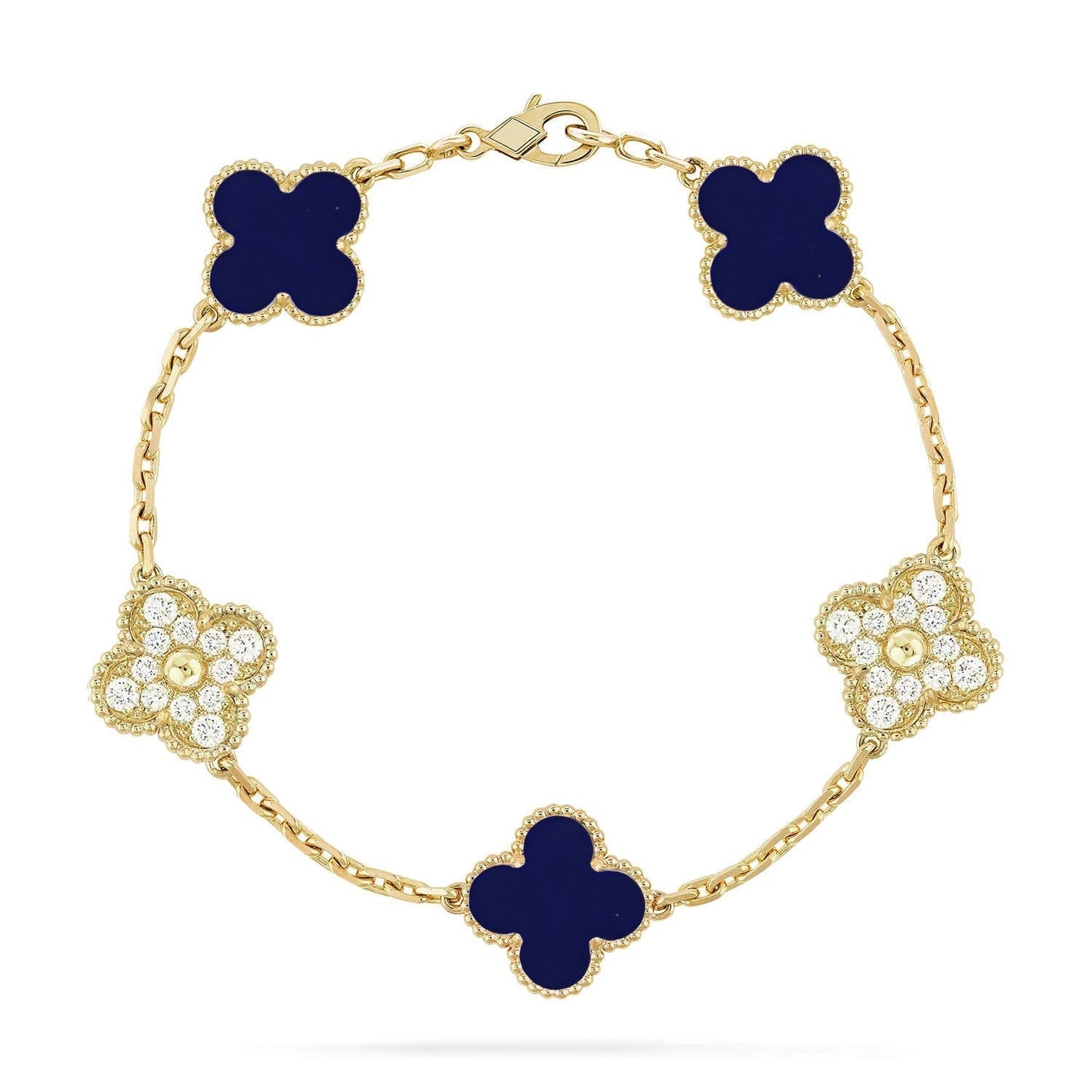 [Panda Jewelry]CLOVER 5 MOTIF LAPIS LAZULI BRACELET COLLECTION