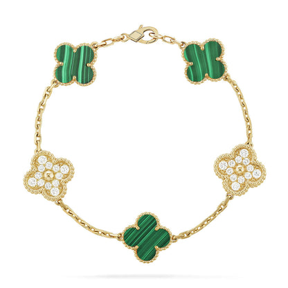 [Panda Jewelry] CLOVER 5 MOTIF MALACHITE BRACELET COLLECTION