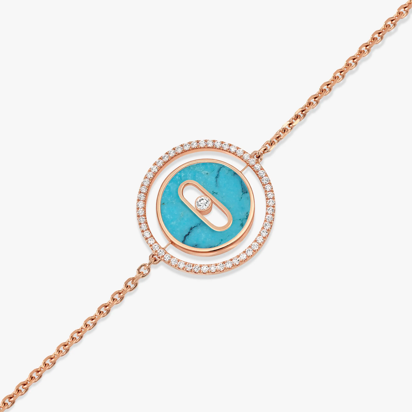 [Panda Jewelry]LUCKY MOVE TURQUOISE PINK GOLD DIAMOND BRACELET