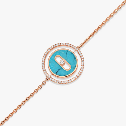 [Panda Jewelry]LUCKY MOVE TURQUOISE PINK GOLD DIAMOND BRACELET
