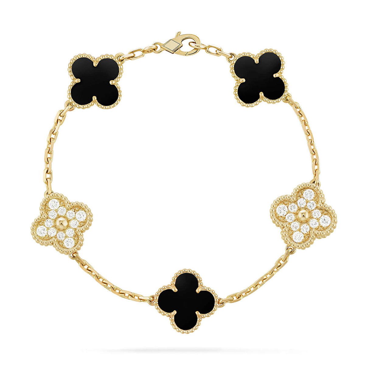 [Panda Jewelry] CLOVER 5 MOTIF ONYXS BRACELET COLLECTION