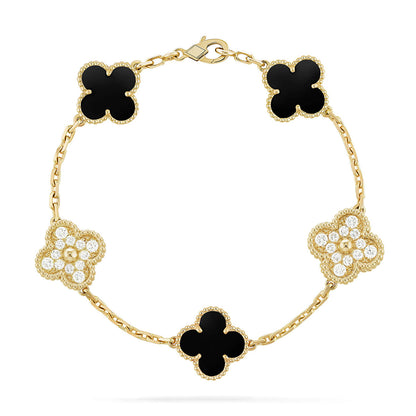 [Panda Jewelry] CLOVER 5 MOTIF ONYXS BRACELET COLLECTION
