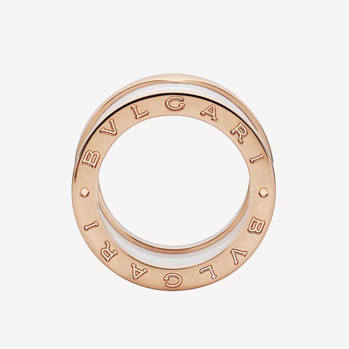 [Panda Jewelry]ZERO 1 FOUR-BAND LOOPS AND WHITE CERAMIC SPIRAL PINK GOLD RING