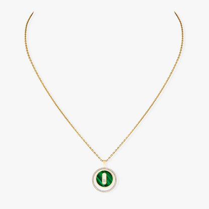 [Panda Jewelry]LUCKY MOVE 1 DIAMOND MALACHITE GOLD DIAMOND NECKLACE