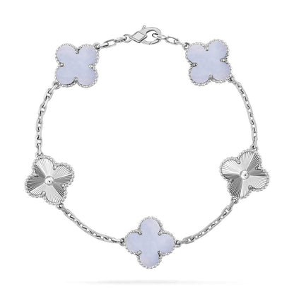 [Panda Jewelry] CLOVER 5 MOTIF PURPLE CHALCEDONY BRACELET COLLECTION