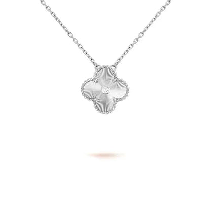 [Panda Jewelry]CLOVER  15MM DIAMOND LASER NECKLACE SILVER