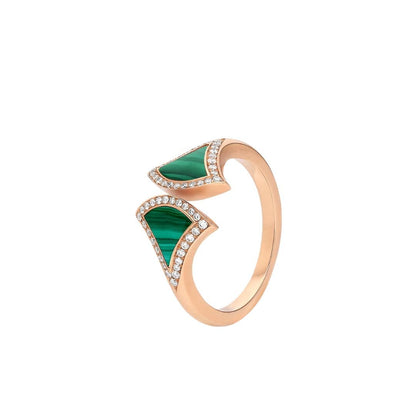 [Panda Jewelry]DREAM MALACHITE DIAMOND OPEN RING