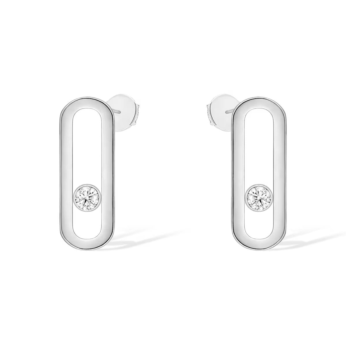 [Panda Jewelry]MOVE UNO SMALL 1 DIAMOND EARRINGS