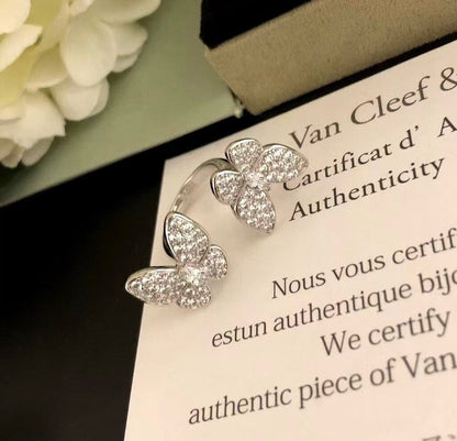 [Panda Jewelry]TWIN SILVER BUTTERFLY DIAMOND RING