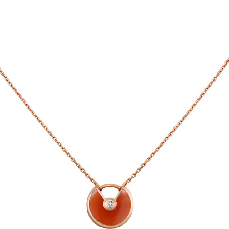 [Panda Jewelry]AMULETTE GOLD CARNELIAN ONYX NECKLACE