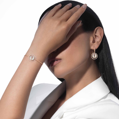 [Panda Jewelry]LUCKY MOVE WHITE MOTHER OF PEARL PINK GOLD DIAMOND BRACELET