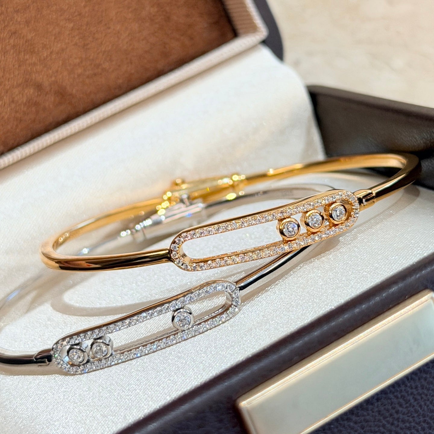 [Panda Jewelry]Move Pav茅 Diamond Bangle Bracelet M