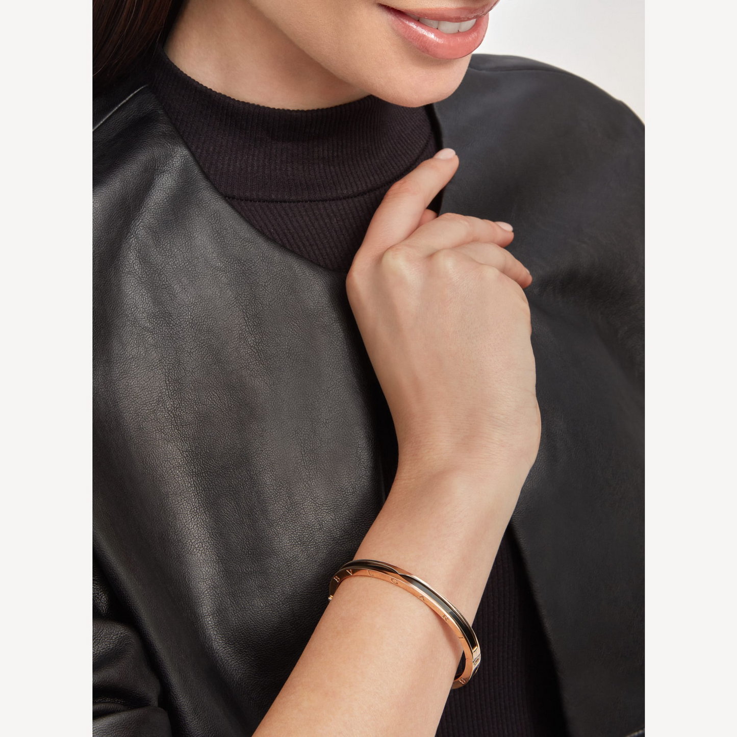 [Panda Jewelry]ZERO 1 PINK GOLD WITH BLACK CERAMIC BRACELET