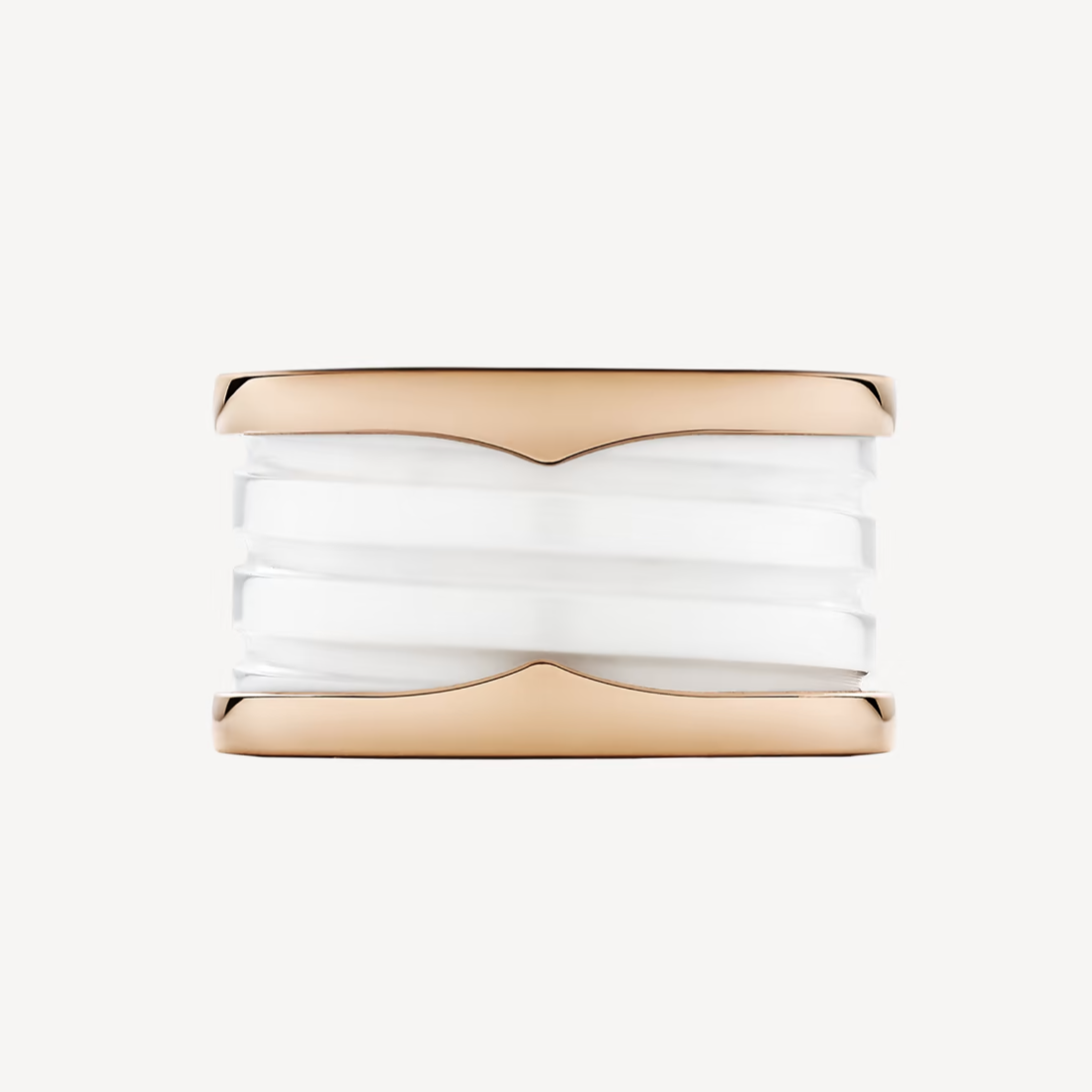 [Panda Jewelry]ZERO 1 FOUR-BAND LOOPS AND WHITE CERAMIC SPIRAL PINK GOLD RING