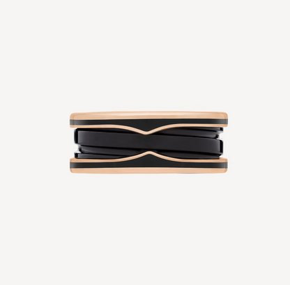 [Panda Jewelry]ZERO 1 TWO-BAND WITH MATTE BLACK CERAMIC PINK GOLD RING