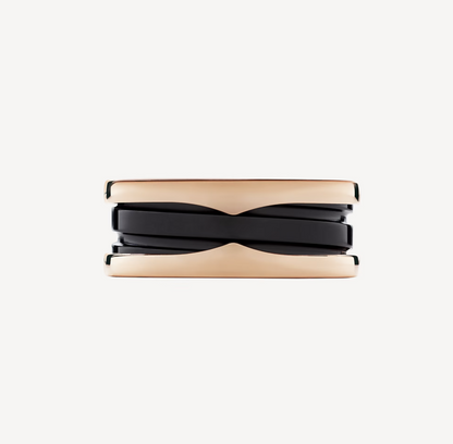 [Panda Jewelry]ZERO 1 TWO-BAND LOOPS AND BLACK CERAMIC PINK GOLD RING