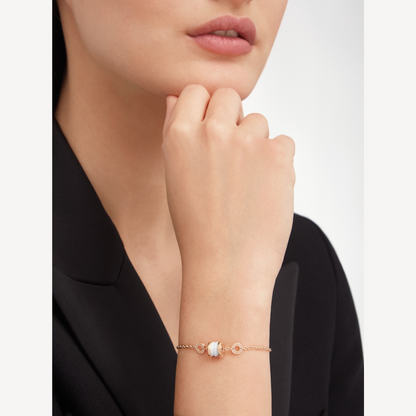 [Panda Jewelry]ZERO 1 SOFT PINK GOLD AND WHITE CERAMIC BRACELET