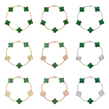 [Panda Jewelry] CLOVER 5 MOTIF MALACHITE BRACELET COLLECTION