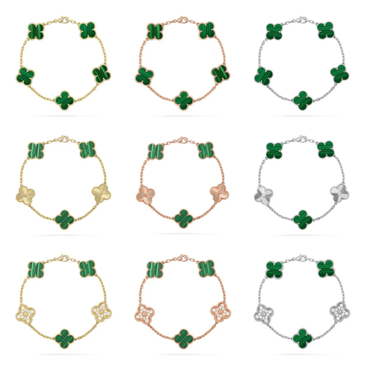 [Panda Jewelry] CLOVER 5 MOTIF MALACHITE BRACELET COLLECTION