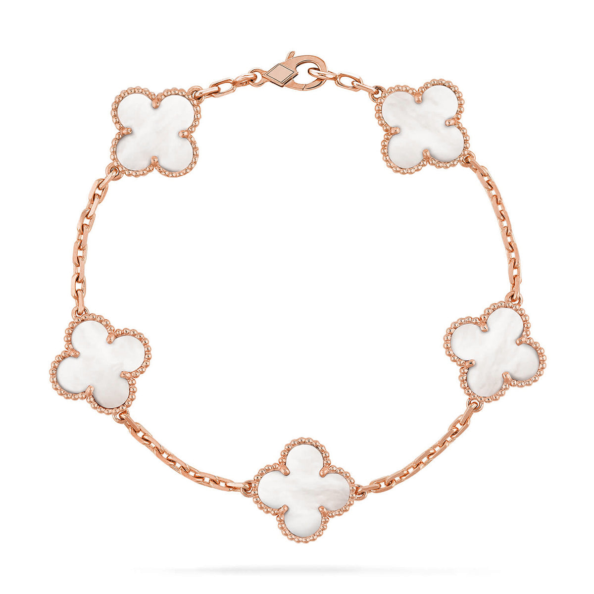 [Panda Jewelry]CLOVER WHITE PEARL MOP 5 MOTIF BRACELET COLLECTION
