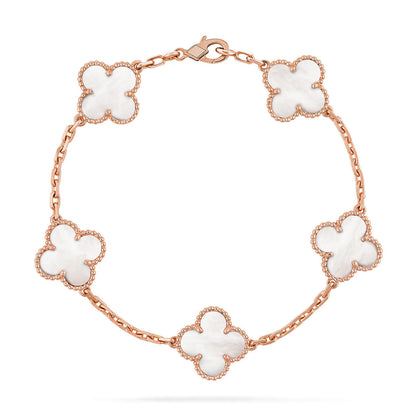 [Panda Jewelry]CLOVER WHITE PEARL MOP 5 MOTIF BRACELET COLLECTION