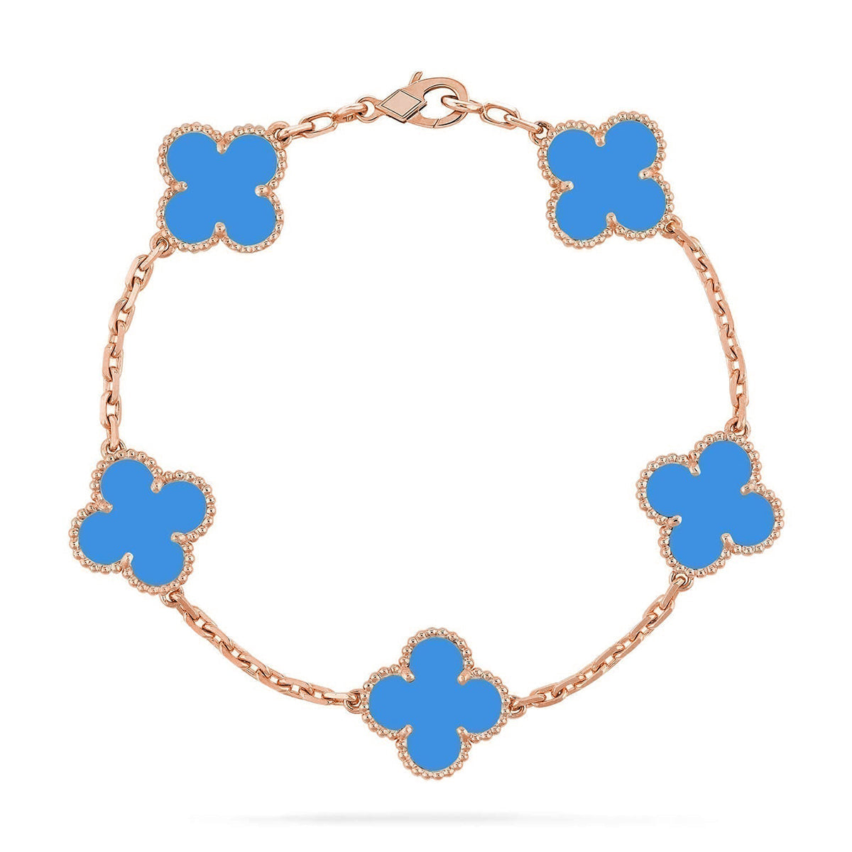 [Panda Jewelry] CLOVER 5 MOTIF BLUE AGATE BRACELET COLLECTION