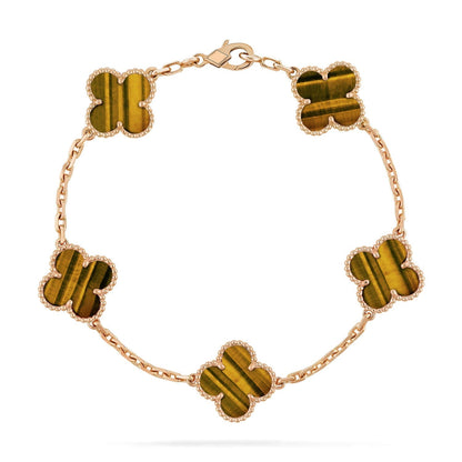 [Panda Jewelry] CLOVER 5 MOTIFS TIGER EYE BRACELET COLLECTION