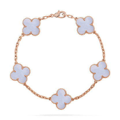 [Panda Jewelry] CLOVER 5 MOTIF PURPLE CHALCEDONY BRACELET COLLECTION
