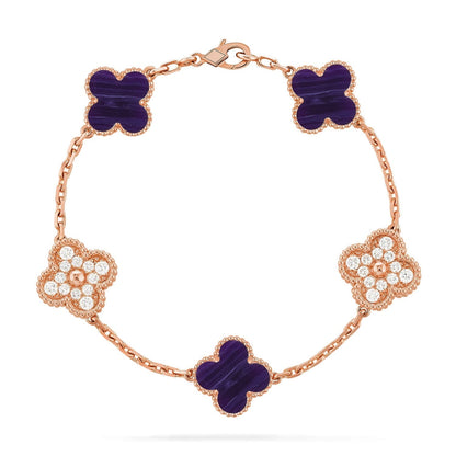 [Panda Jewelry]CLOVER 5 MOTIF PURPLE STRIPES BRACELET COLLECTION