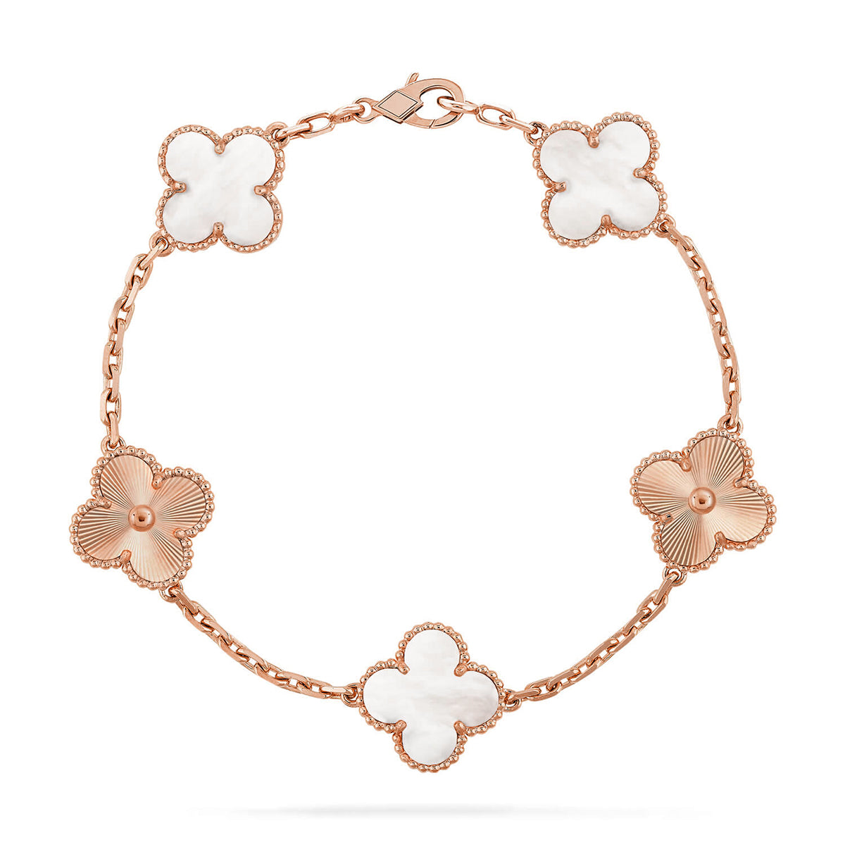 [Panda Jewelry]CLOVER WHITE PEARL MOP 5 MOTIF BRACELET COLLECTION