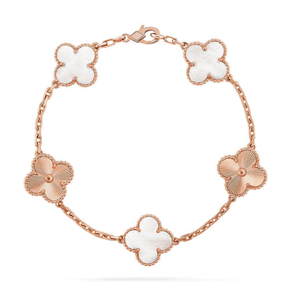 [Panda Jewelry]CLOVER WHITE PEARL MOP 5 MOTIF BRACELET COLLECTION