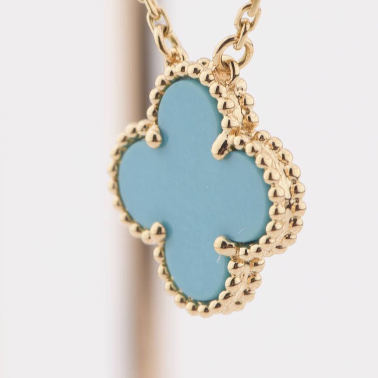 [Panda Jewelry]CLOVER 15MM VINTAGE TURQUOISE NECKLACE