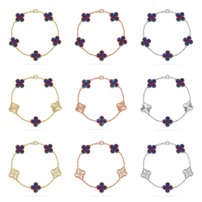 [Panda Jewelry]CLOVER 5 MOTIF COLOR GEMSTONES BRACELET COLLECTION