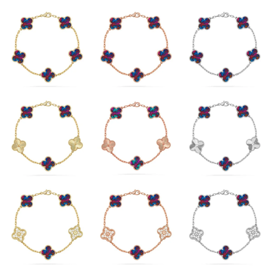 [Panda Jewelry]CLOVER 5 MOTIF COLOR GEMSTONES BRACELET COLLECTION
