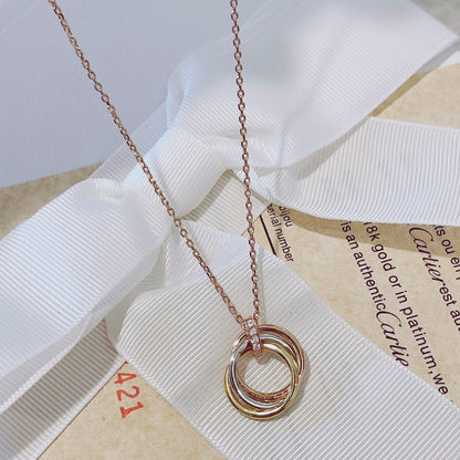 [Panda Jewelry]TRINITY NECKLACE GOLD  DIAMONDS