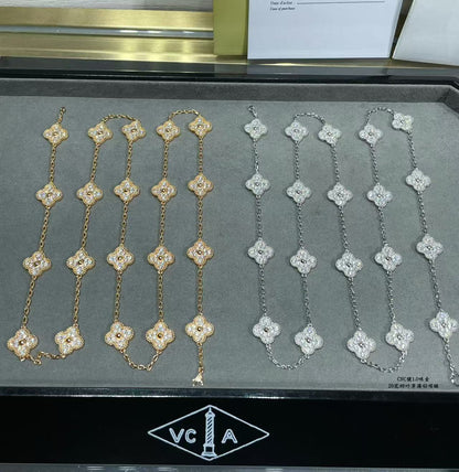 [Panda Jewelry]CLOVER 20 MOTIFS FULL-DIAMOND NECKLACE