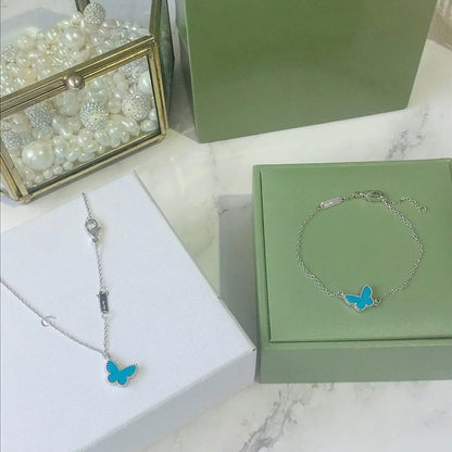 [Panda Jewelry]BUTTERFLY TURQUOISE BUTTERFLY BRACELET SILVER