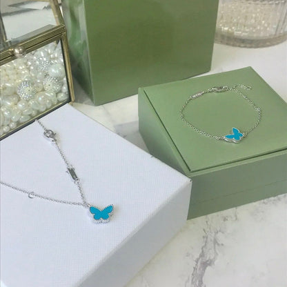 [Panda Jewelry]BUTTERFLY TURQUOISE BUTTERFLY BRACELET SILVER